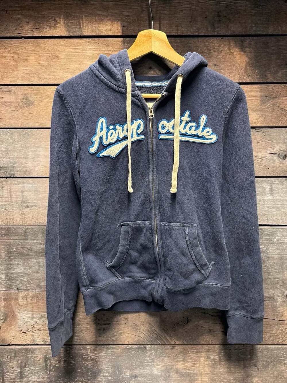 Aeropostale Navy Blue Embroidered Logo Full Zip Hoodie